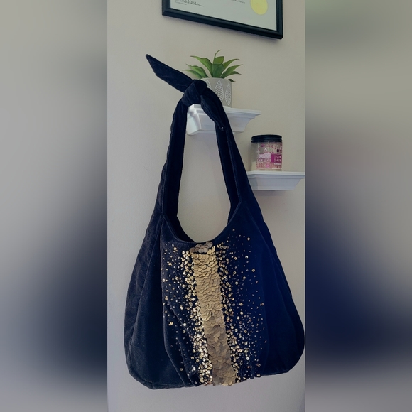 SALE 2 FOR $25 NEVADA velour sequin bag - Picture 1 of 5